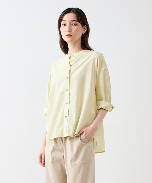 LOGEMENT DE CLAIRE（ロジュモンドクレール）の「7分袖バンドカラーシャツ（シャツ/ブラウス・レディース・オフホワイト/グレー/イエロー/ミント/ブラウン/ライトベージュ/ブルー・FREE）」の7枚目の写真