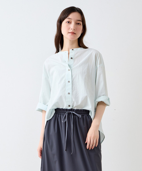 LOGEMENT DE CLAIRE（ロジュモンドクレール）の「7分袖バンドカラーシャツ（シャツ/ブラウス・レディース・オフホワイト/グレー/イエロー/ミント/ブラウン/ライトベージュ/ブルー・FREE）」の5枚目の写真