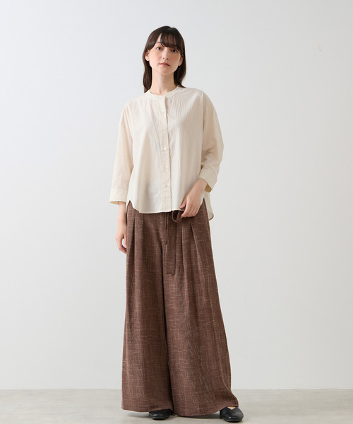 LOGEMENT DE CLAIRE（ロジュモンドクレール）の「7分袖バンドカラーシャツ（シャツ/ブラウス・レディース・オフホワイト/グレー/イエロー/ミント/ブラウン/ライトベージュ/ブルー・FREE）」の19枚目の写真