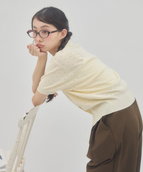 DISCOAT(ディスコート)の「【umm.】衿付きアイレットポロカーディガン(カーディガン/ボレロ・レディース・ネイビー/アイボリー/ベビーピンク・FREE)」の12枚目の写真