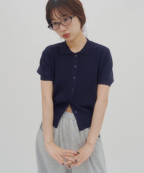 DISCOAT(ディスコート)の「【umm.】衿付きアイレットポロカーディガン(カーディガン/ボレロ・レディース・ネイビー/アイボリー/ベビーピンク・FREE)」の14枚目の写真