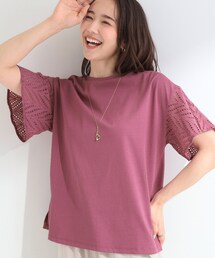 SHOO・LA・RUE | 【汗じみ防止/ひんやり/S-LL】お袖フレアレースTシャツ(Tシャツ/カットソー)