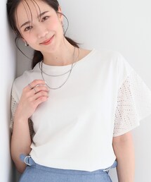 SHOO・LA・RUE | 【汗じみ防止/ひんやり/S-LL】レースが華やか お袖フレアTシャツ(Tシャツ/カットソー)
