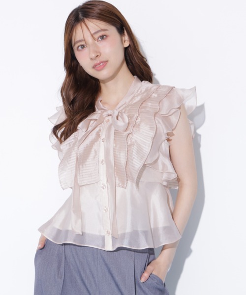 JILL by JILL STUART（ジルバイジルスチュアート）の「シアープリーツブラウス（シャツ/ブラウス・レディース・ホワイト/ホワイト系その他/ピンク・FREE）」の6枚目の写真