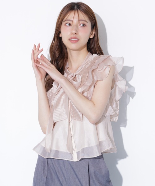 JILL by JILL STUART（ジルバイジルスチュアート）の「シアープリーツブラウス（シャツ/ブラウス・レディース・ホワイト/ホワイト系その他/ピンク・FREE）」の7枚目の写真