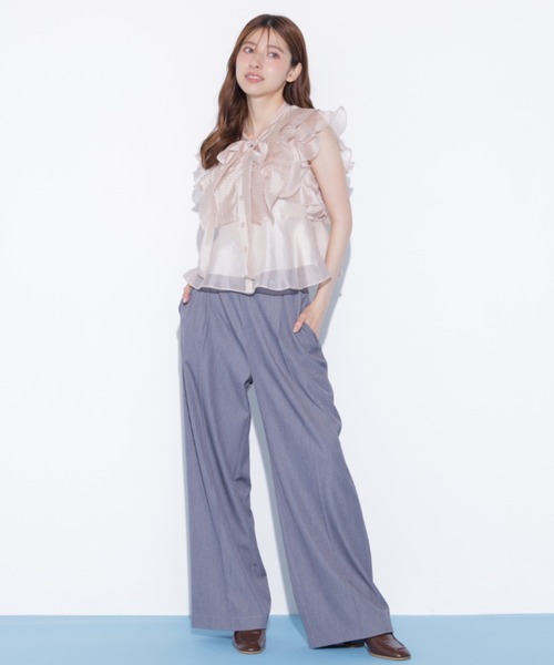 JILL by JILL STUART（ジルバイジルスチュアート）の「シアープリーツブラウス（シャツ/ブラウス・レディース・ホワイト/ホワイト系その他/ピンク・FREE）」の4枚目の写真
