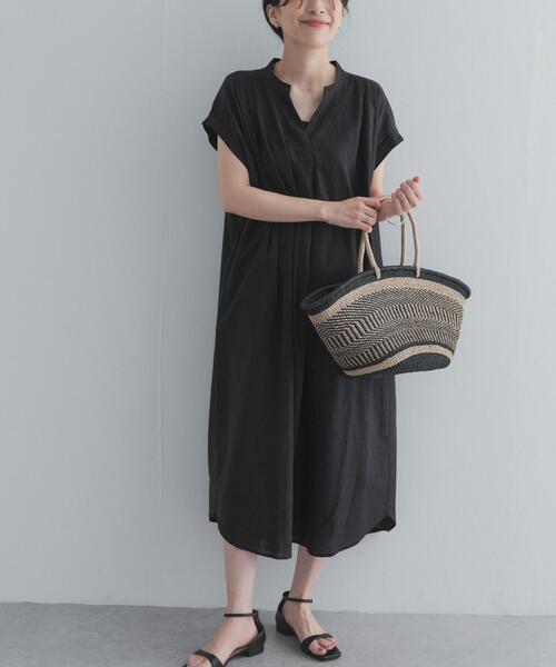 URBAN RESEARCH DOORS(アーバンリサーチドアーズ)の「リネンレーヨンスキッパーフレンチワンピース(ワンピース・レディース・ベージュ/ブラック/ロイヤルブルー・FREE)」の5枚目の写真