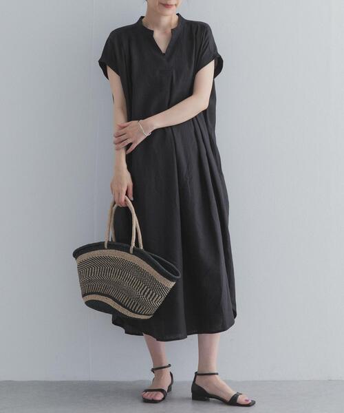 URBAN RESEARCH DOORS(アーバンリサーチドアーズ)の「リネンレーヨンスキッパーフレンチワンピース(ワンピース・レディース・ベージュ/ブラック/ロイヤルブルー・FREE)」の6枚目の写真