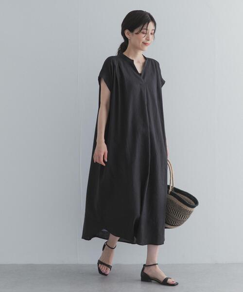 URBAN RESEARCH DOORS(アーバンリサーチドアーズ)の「リネンレーヨンスキッパーフレンチワンピース(ワンピース・レディース・ベージュ/ブラック/ロイヤルブルー・FREE)」の9枚目の写真