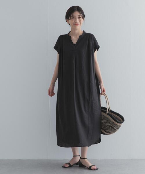 URBAN RESEARCH DOORS(アーバンリサーチドアーズ)の「リネンレーヨンスキッパーフレンチワンピース(ワンピース・レディース・ベージュ/ブラック/ロイヤルブルー・FREE)」の10枚目の写真