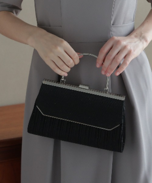 Cupid Heart(キューピッドハート)の「【Cupid Heart】結婚式用!ラメプリーツbag(クラッチバッグ・レディース・ブラック・MEDIUM)」の5枚目の写真