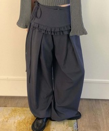フリルラップスカート付きカーブワイドパンツ
