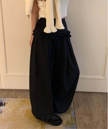 フリルラップスカート付きカーブワイドパンツ