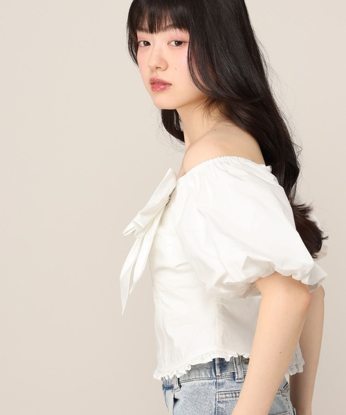 Heather(ヘザー)の「リボンモチーフブラウス(半袖) 1051935(シャツ/ブラウス・レディース・ブルー/オフホワイト/ドット・FREE)」の6枚目の写真