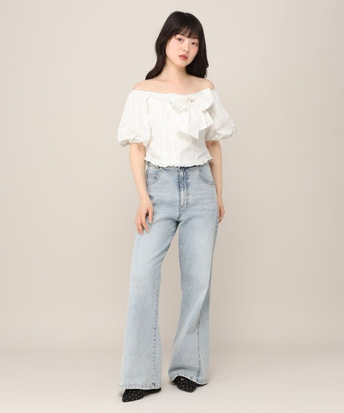 Heather(ヘザー)の「リボンモチーフブラウス(半袖) 1051935(シャツ/ブラウス・レディース・ブルー/オフホワイト/ドット・FREE)」の7枚目の写真