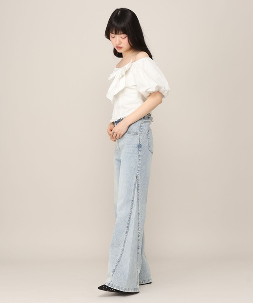 Heather(ヘザー)の「リボンモチーフブラウス(半袖) 1051935(シャツ/ブラウス・レディース・ブルー/オフホワイト/ドット・FREE)」の8枚目の写真