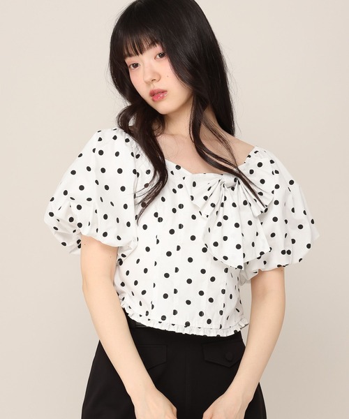 Heather(ヘザー)の「リボンモチーフブラウス(半袖) 1051935(シャツ/ブラウス・レディース・ブルー/オフホワイト/ドット・FREE)」の10枚目の写真