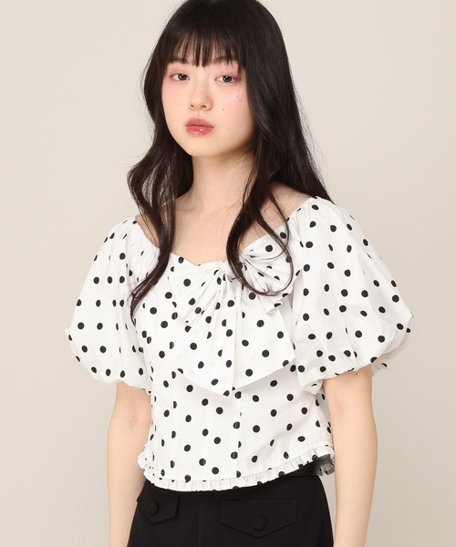 Heather(ヘザー)の「リボンモチーフブラウス(半袖) 1051935(シャツ/ブラウス・レディース・ブルー/オフホワイト/ドット・FREE)」の11枚目の写真