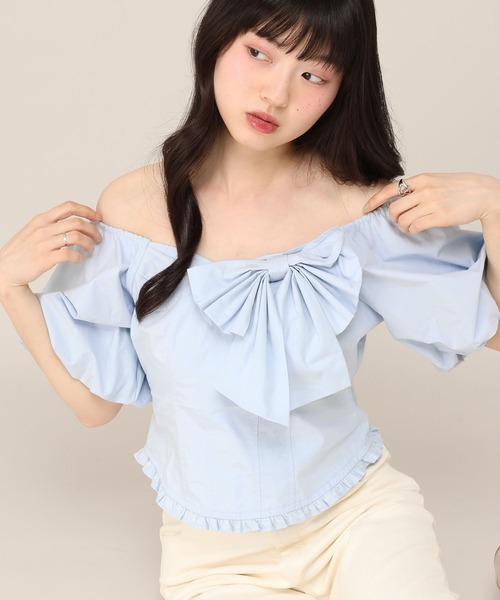 Heather(ヘザー)の「リボンモチーフブラウス(半袖) 1051935(シャツ/ブラウス・レディース・ブルー/オフホワイト/ドット・FREE)」の16枚目の写真