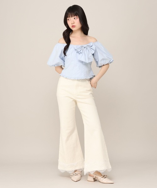 Heather(ヘザー)の「リボンモチーフブラウス(半袖) 1051935(シャツ/ブラウス・レディース・ブルー/オフホワイト/ドット・FREE)」の18枚目の写真