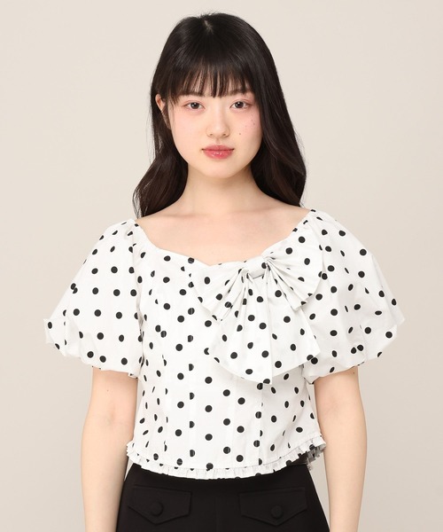 Heather(ヘザー)の「リボンモチーフブラウス(半袖) 1051935(シャツ/ブラウス・レディース・ブルー/オフホワイト/ドット・FREE)」の21枚目の写真