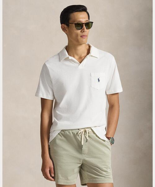 POLO RALPH LAUREN(ポロ ラルフ ローレン)の「スタンダード フィット コットンリネン ポロシャツ(ポロシャツ・メンズ・ホワイト・L)」の1枚目の写真
