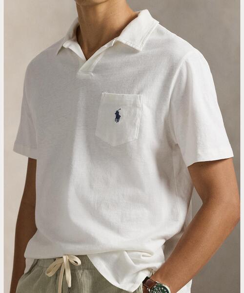 POLO RALPH LAUREN(ポロ ラルフ ローレン)の「スタンダード フィット コットンリネン ポロシャツ(ポロシャツ・メンズ・ホワイト・L)」の4枚目の写真