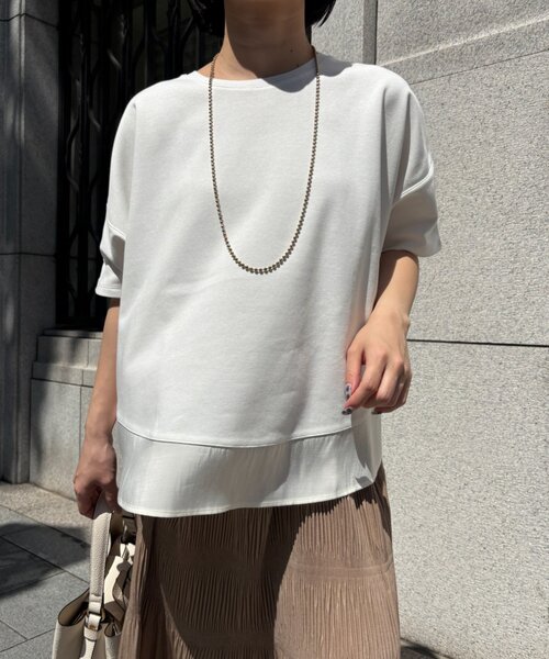 Jena espace merveilleux(ジェナ エスパスメルヴェイユ)の「サークル切替カットソー(Tシャツ/カットソー・レディース・オフホワイト/チャコールグレー・FREE)」の3枚目の写真