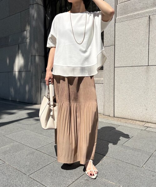 Jena espace merveilleux(ジェナ エスパスメルヴェイユ)の「サークル切替カットソー(Tシャツ/カットソー・レディース・オフホワイト/チャコールグレー・FREE)」の4枚目の写真