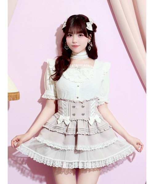 NOEMIE(ノエミー)の「チョーカー付きハートケーブルカットソー(Tシャツ/カットソー・レディース・サックスブルー/ブラック/ピンク/オフホワイト・M)」の2枚目の写真
