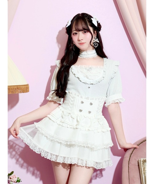NOEMIE(ノエミー)の「チョーカー付きハートケーブルカットソー(Tシャツ/カットソー・レディース・サックスブルー/ブラック/ピンク/オフホワイト・M)」の1枚目の写真