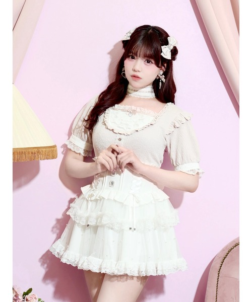 NOEMIE(ノエミー)の「チョーカー付きハートケーブルカットソー(Tシャツ/カットソー・レディース・サックスブルー/ブラック/ピンク/オフホワイト・M)」の4枚目の写真