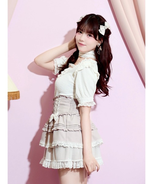 NOEMIE(ノエミー)の「チョーカー付きハートケーブルカットソー(Tシャツ/カットソー・レディース・サックスブルー/ブラック/ピンク/オフホワイト・M)」の6枚目の写真