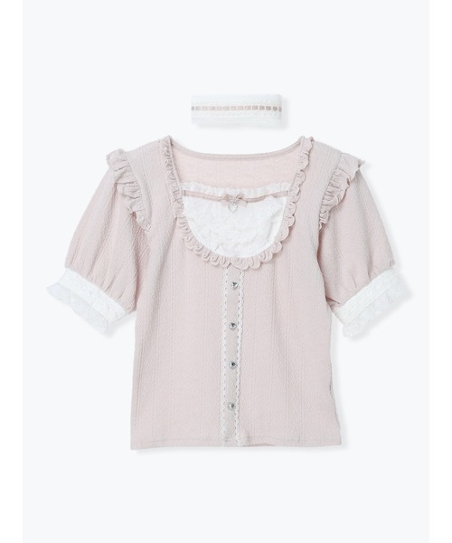 NOEMIE(ノエミー)の「チョーカー付きハートケーブルカットソー(Tシャツ/カットソー・レディース・サックスブルー/ブラック/ピンク/オフホワイト・M)」の18枚目の写真
