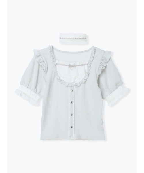 NOEMIE(ノエミー)の「チョーカー付きハートケーブルカットソー(Tシャツ/カットソー・レディース・サックスブルー/ブラック/ピンク/オフホワイト・M)」の19枚目の写真