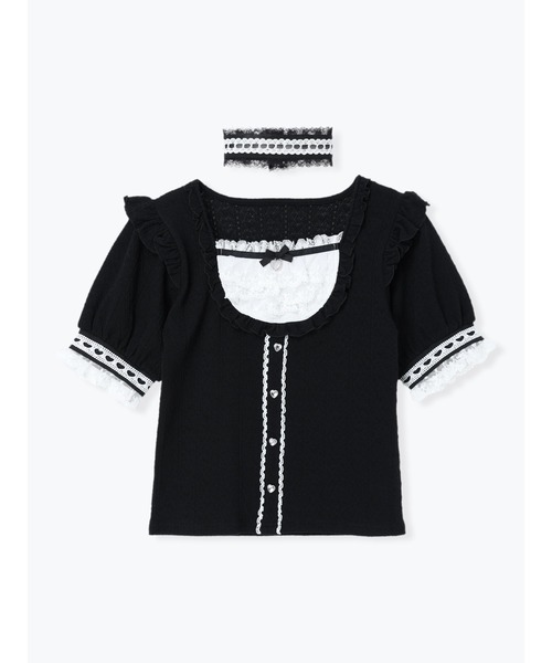 NOEMIE(ノエミー)の「チョーカー付きハートケーブルカットソー(Tシャツ/カットソー・レディース・サックスブルー/ブラック/ピンク/オフホワイト・M)」の20枚目の写真