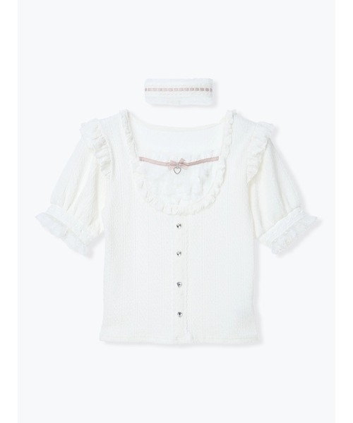NOEMIE(ノエミー)の「チョーカー付きハートケーブルカットソー(Tシャツ/カットソー・レディース・サックスブルー/ブラック/ピンク/オフホワイト・M)」の21枚目の写真
