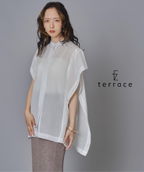 terrace(テラス)の「スクエアバンドカラーシャツ(シャツ/ブラウス・レディース・ライトグリーン/ブラウン/オフホワイト/ブラック・FREE)」の1枚目の写真