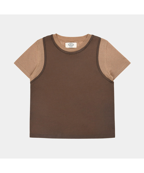 PIGMENT(ピグメント)の「バックラインクロス配色ニット (TDSW260317)(ニット/セーター・レディース・ブラウン/アイボリー・FREE)」の1枚目の写真