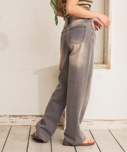 anap mimpi（アナップミンピ）の「ウエスト サイド ゴム ストレート デニム パンツ（デニムパンツ・レディース・ブルー/グレー・M/S）」の5枚目の写真