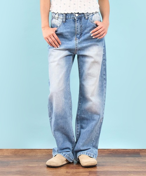 anap mimpi（アナップミンピ）の「ウエスト サイド ゴム ストレート デニム パンツ（デニムパンツ・レディース・ブルー/グレー・M/S）」の14枚目の写真