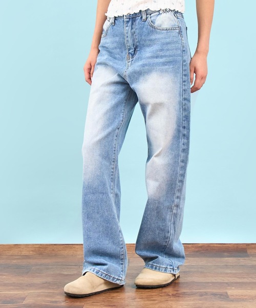 anap mimpi（アナップミンピ）の「ウエスト サイド ゴム ストレート デニム パンツ（デニムパンツ・レディース・ブルー/グレー・M/S）」の15枚目の写真