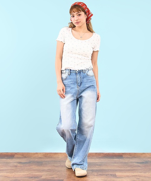 anap mimpi（アナップミンピ）の「ウエスト サイド ゴム ストレート デニム パンツ（デニムパンツ・レディース・ブルー/グレー・M/S）」の18枚目の写真