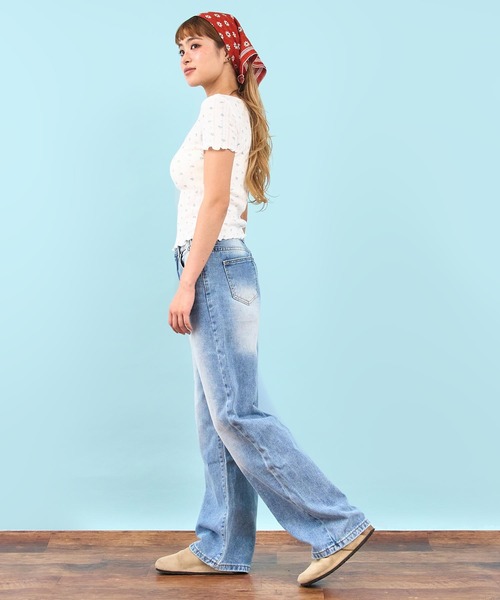anap mimpi（アナップミンピ）の「ウエスト サイド ゴム ストレート デニム パンツ（デニムパンツ・レディース・ブルー/グレー・M/S）」の20枚目の写真