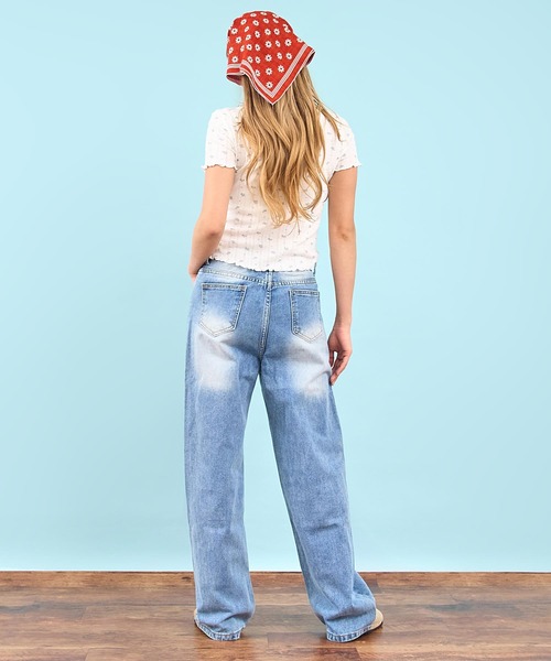 anap mimpi（アナップミンピ）の「ウエスト サイド ゴム ストレート デニム パンツ（デニムパンツ・レディース・ブルー/グレー・M/S）」の21枚目の写真