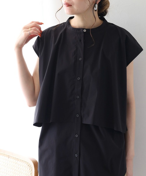 hunch(ハンチ)の「hunch 接触冷感 ノースリーブブラウス(シャツ/ブラウス・レディース・ブラック/ライトグレー/ブルー・FREE)」の1枚目の写真