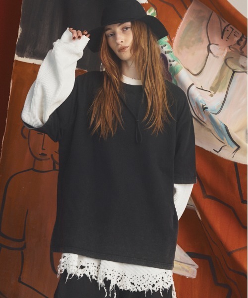MAISON SPECIAL(メゾンスペシャル)の「《UNISEX》Cold-Dye Prime-Over Crew Neck Short Sleeve T-Shirt/コールドダイプライムオーバークルーネックTシャツ【MAISON SPECIAL/メゾンスペシャル】(Tシャツ/カットソー・メンズ・グレイッシュベージュ/ブラック・0/1/2)」の1枚目の写真