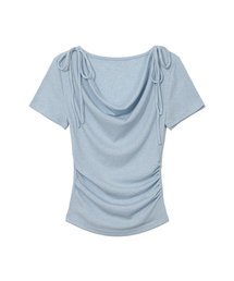 ショルダーリボンドレープシャーリングTシャツ