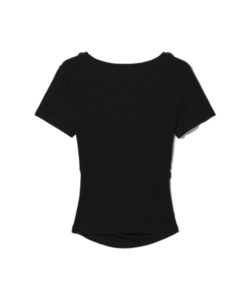 MOAA(モア)の「ショルダーリボンドレープシャーリングTシャツ(Tシャツ/カットソー・レディース・スカイブルー/ホワイト/ブラック・MEDIUM/SMALL)」の9枚目の写真