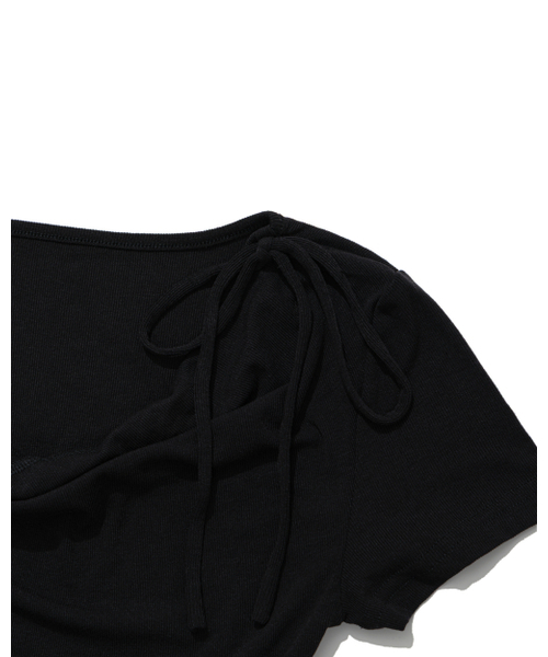 MOAA(モア)の「ショルダーリボンドレープシャーリングTシャツ(Tシャツ/カットソー・レディース・スカイブルー/ホワイト/ブラック・MEDIUM/SMALL)」の10枚目の写真